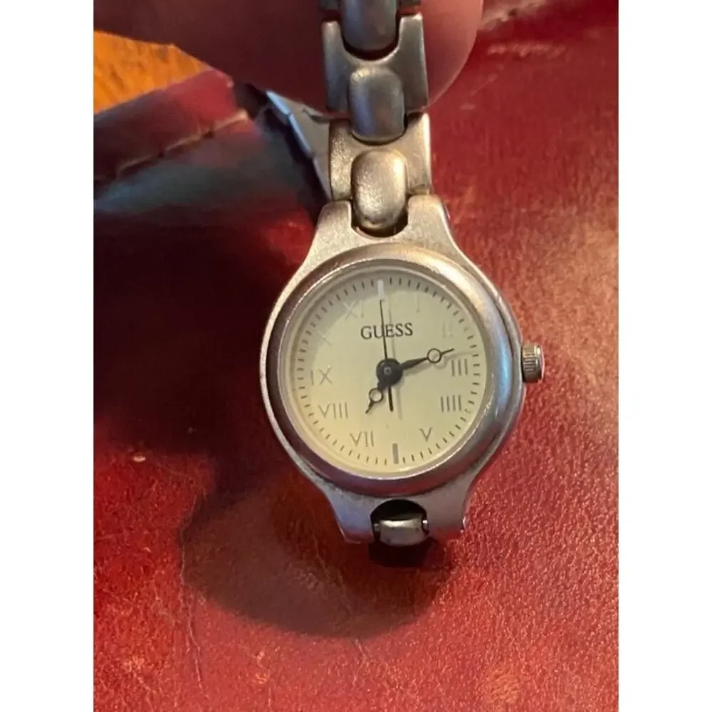 Women's 20mm Brushed Metal Guess Watch, Roman Numeral Dial